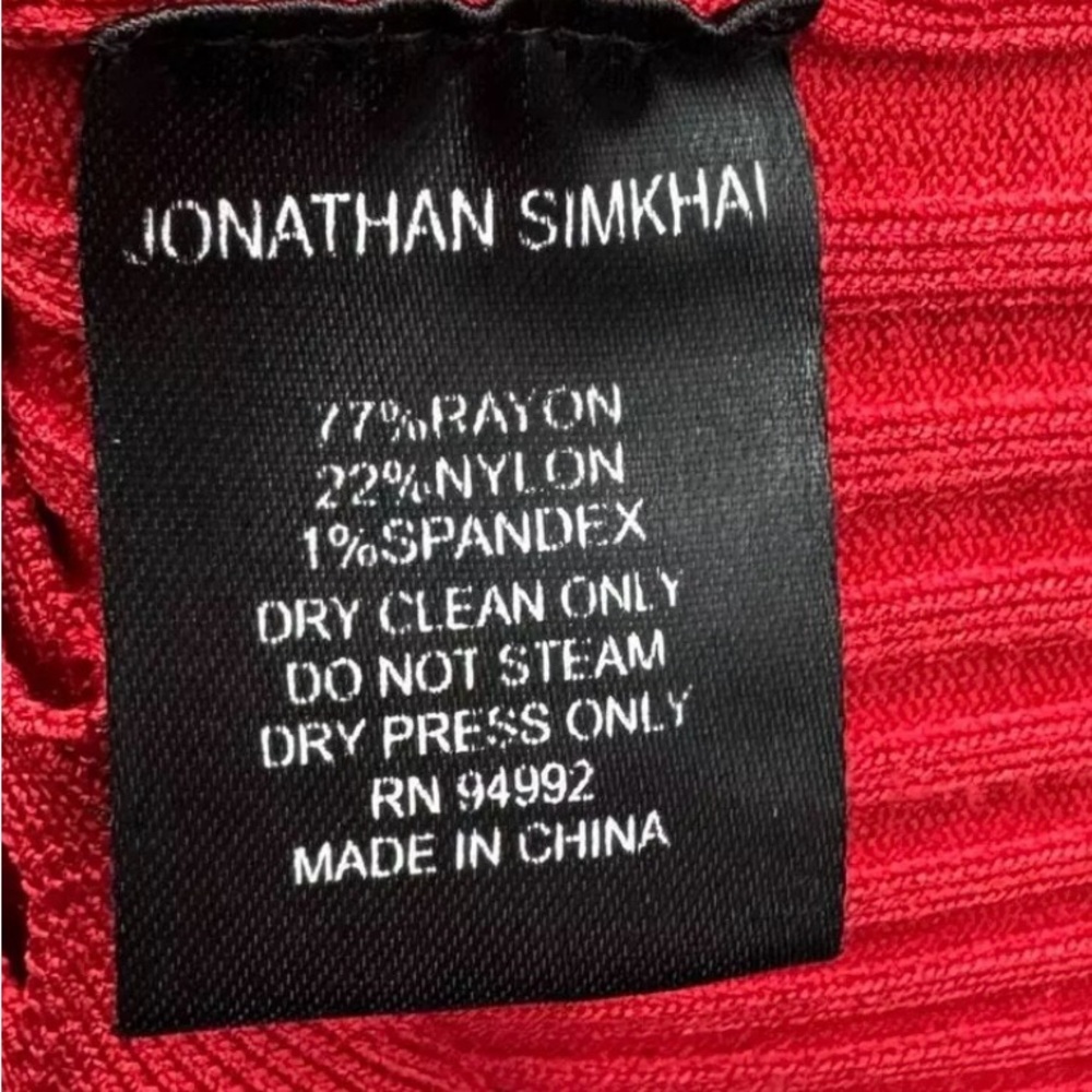 Jonathan Simkhai Red Ric Rac Knit Dress with Ribbing size L - Picture 6 of 6